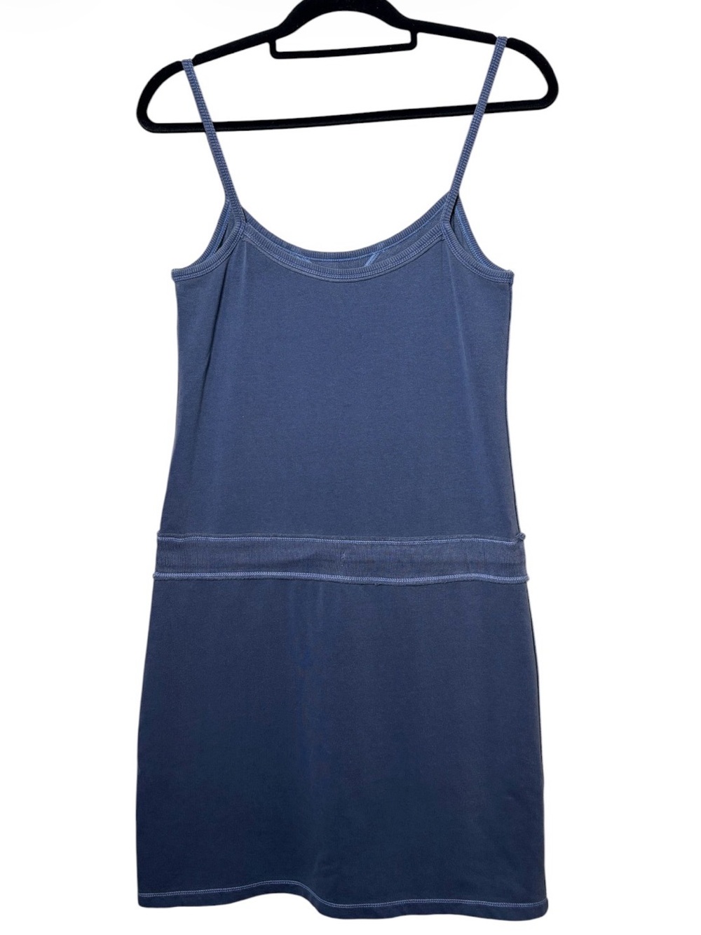 GAP 2007 Slate Blue French Terry Cami Mini Dress Drawstring Waist Y2K Medium - Picture 4 of 10